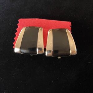 Monet Gold and Black Clip-On Earrings